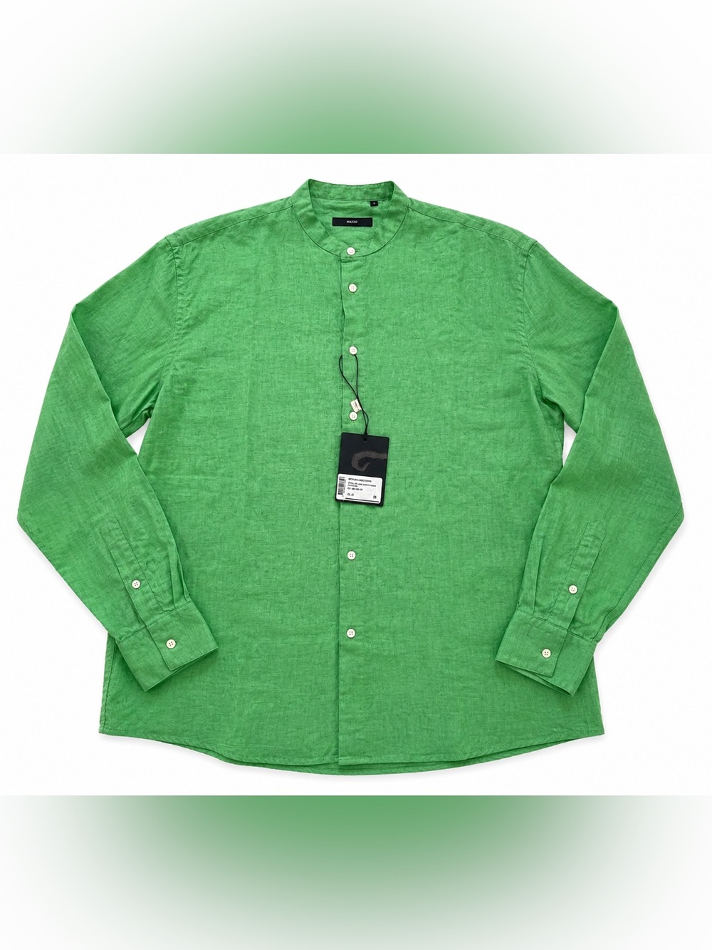 Liu Jo Men's Green Mandarin-Collar Button-Down Shirt